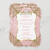 Blush Pink Glitzern Birthday Party Gold Tiara Einladung (Vorne/Hinten)