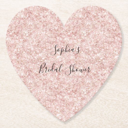 Blush Pink Glitzy Glitter Sparkle Bridal Shower Untersetzer (Vorderseite)