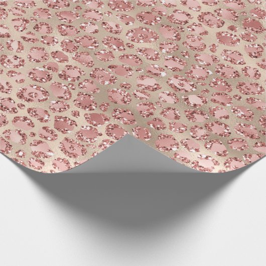 Blush Pink Glitzy Glitzer Leopard Print     Geschenkpapier (Ecke)
