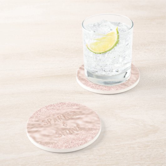 Blush Pink Glitzy Glitzer Sparkline Getränkeuntersetzer (Seite)