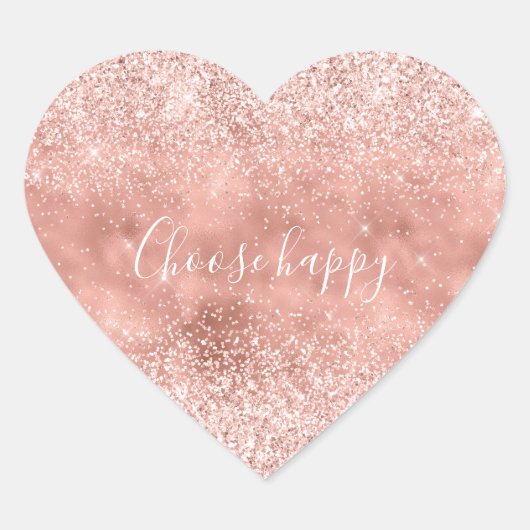 Blush Pink Glitzy Sparkle Glitzer Herz-Aufkleber (Vorderseite)