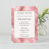 Blush Pink Glitzy Sparkle Pink Fell Einladung (Stehend Vorderseite)