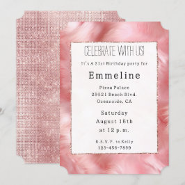 Blush Pink Glitzy Sparkle Pink Fell Einladung