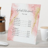 Blush Pink Gold Agate Beauty Makeup Salon Preis Sockelschild (In Situ)