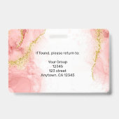 Blush Pink Gold Agate Beauty Namensschilder Ausweis (Rückseite)