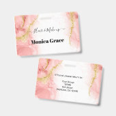 Blush Pink Gold Agate Beauty Namensschilder Ausweis (Vorder- & Rückseite)
