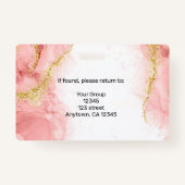 Blush Pink Gold Agate Beauty Namensschilder Ausweis (Rückseite)