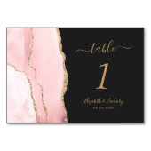 Blush Pink Gold Agate Dark Wedding Tischnummer (Rückseite)