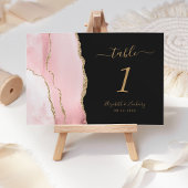 Blush Pink Gold Agate Dark Wedding Tischnummer