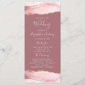 Blush Pink Gold Agate Dusty Rose Hochzeit Programm (Vorderseite)