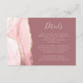 Blush Pink Gold Agate Dusty Rose Hochzeitsdetails Begleitkarte (Vorderseite)