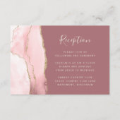 Blush Pink Gold Agate Dusty Rose Hochzeitsempfang Begleitkarte (Vorderseite)
