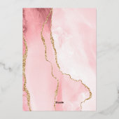 Blush Pink Gold Agate Erste Heilige Kommune Folieneinladung (Rückseite)