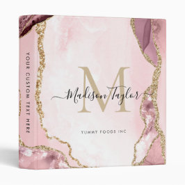 Blush Pink Gold Agate Geode Monogram Kitchen Koch 2,5 Cm Ordner