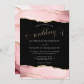 Blush Pink Gold Agate Hochzeitsfeier Einladung (Vorne/Hinten)