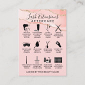 Blush Pink Gold Agate Lash Verlängerung Nachsorge Visitenkarte (Vorderseite)