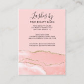 Blush Pink Gold Agate Lash Verlängerung Nachsorge Visitenkarte (Rückseite)