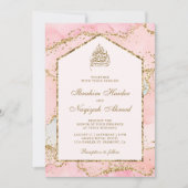 Blush Pink Gold Agate Marble Arch Muslime Hochzeit Einladung (Vorderseite)