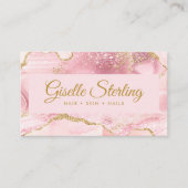 Blush Pink Gold Agate Marble Loyalty Card Terminkarte (Vorderseite)