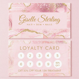 Blush Pink Gold Agate Marble Loyalty Card Terminkarte