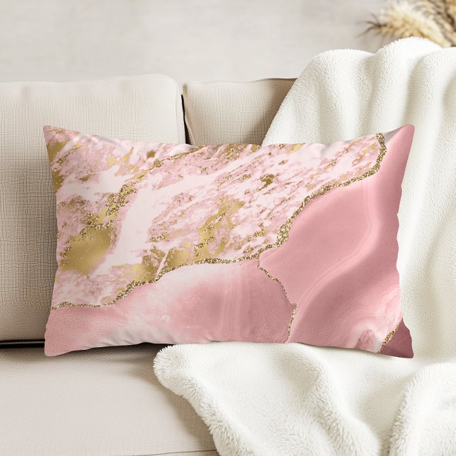 Blush Pink Gold Agate Marmor Dekokissen (Von Creator hochgeladen)