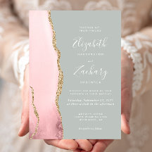 Blush Pink Gold Agate Pale Pale Sage Green Wedding