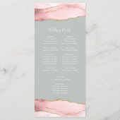 Blush Pink Gold Agate Pale Pale Sage Green Wedding Programm (Rückseite)