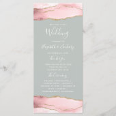 Blush Pink Gold Agate Pale Pale Sage Green Wedding Programm (Vorderseite)