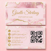 Blush Pink Gold Agate QR Code Visitenkarte