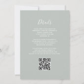 Blush Pink Gold Agate Sage Green QR Code Hochzeit Einladung (Rückseite)