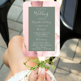 Blush Pink Gold Agate Sage Green Wedding Program Fächer