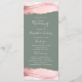 Blush Pink Gold Agate Sage Grüne Hochzeit Programm (Vorderseite)