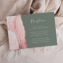 Blush Pink Gold Agate Sage Grüne Hochzeitsempfehlu Begleitkarte