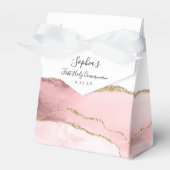 Blush Pink Gold Agate Script Erste Kommune Geschenkschachtel (Vorderseite)