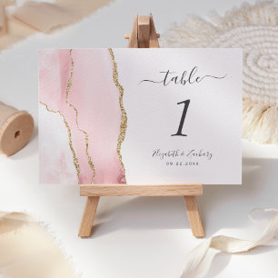 Blush Pink Gold Agate Wedding Tischnummer