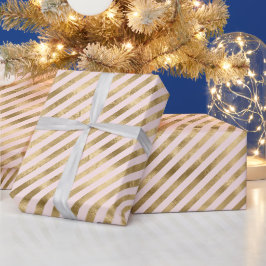 Blush Pink Gold Antikes Glam Streifen Geschenkpapier