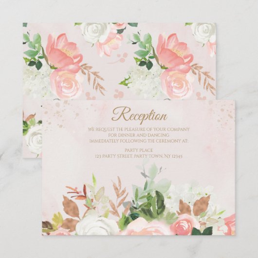 Blush Pink Gold Aquarell Empfang Card Einladung (Vorne/Hinten)