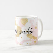 Blush Pink Gold Aquarell Glitzy Sparkone Kaffeetasse (VorderseiteRechts)