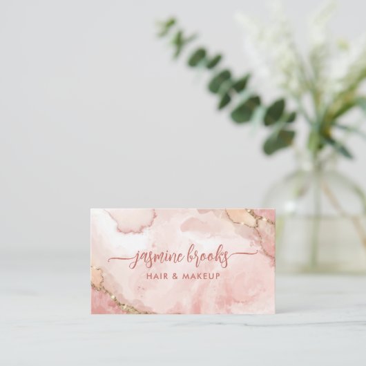 Blush Pink Gold Aquarell Visitenkarte (Stehend Vorderseite)
