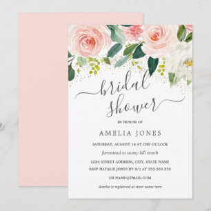 Blush Pink Gold Aquarellfarben Brautparty Einladung