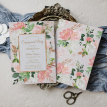 Blush Pink Gold Aquarellfarben Floral Engagement P