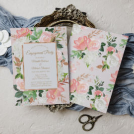 Blush Pink Gold Aquarellfarben Floral Engagement P Einladung