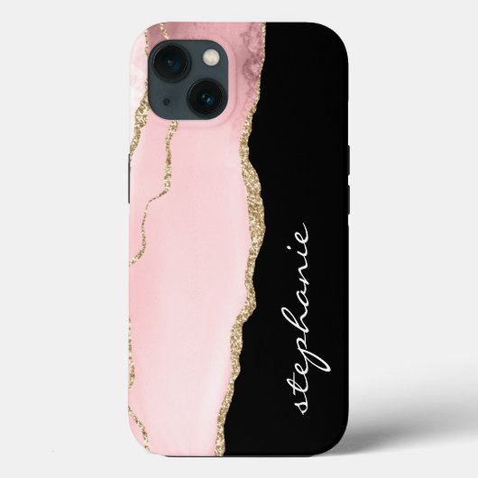 Blush Pink Gold Aquarellfarben Personalisiert Case-Mate iPhone Hülle (Rückseite)