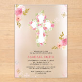 Blush Pink Gold Aquarelltaufe Acryleinladungen (Vorderseite)