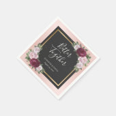 Blush Pink Gold Black Burgundy Bloral Wedding Serviette (Ecke)