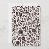 Blush Pink Gold Black Floral Wedding Einladung (Rückseite)