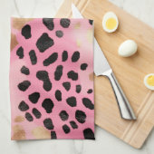 Blush Pink Gold Black Leopard Abstrakt Geschirrtuch (Viertel Falte)