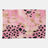 Blush Pink Gold Black Leopard Abstrakt Geschirrtuch (Horizontal)