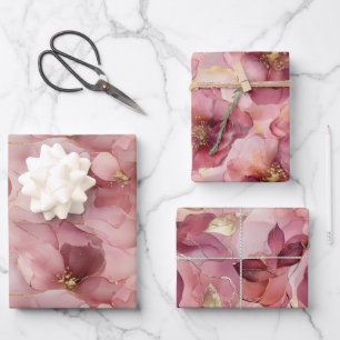 Blush Pink Gold Blätter Blumenmuster Brautparty