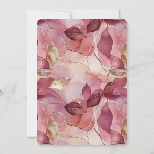 Blush Pink Gold Blätter Brautparty Einladung (Rückseite)